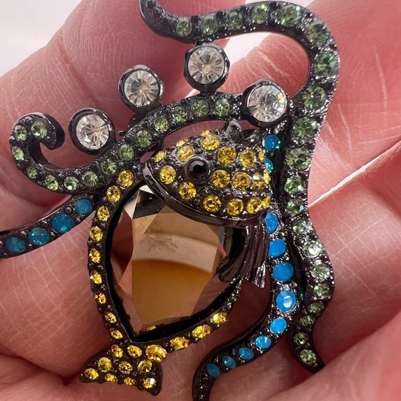 Fifth Avenue Collection Crystal Octopus Brooch with Crystal Rhinestone - Picture 8 of 12